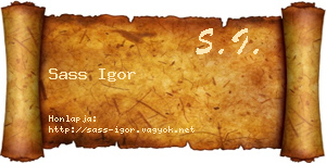 Sass Igor névjegykártya